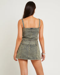 Autry Denim Pleat Mini Dress