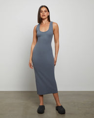 Racer Back Midi Dress in Slate Grey