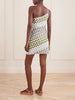 One-shoulder metallic crochet-knit mini dress