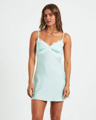 Xia Contrast Lace Trim Mini Dress in Mint
