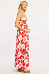 Red Abstract Maxi Dress Strappy