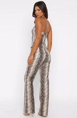 Heat Check PU Pants Tan Snake