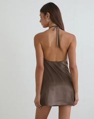 Veslina Mini Dress in Watercolour Warm Grey