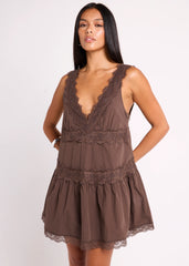 Cassis Lace Mini Dress