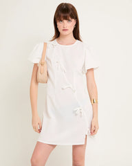 Bow Cap Sleeve Mini Dress