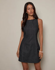 Ayana Backless Mini Dress in Chambray Dark Indigo