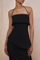 Fran | Black Square-Neck Corset Maxi Dress