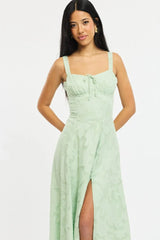 Green Midi Dress Burn Out