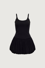 DROP WAIST BUBBLE HEM MINI DRESS