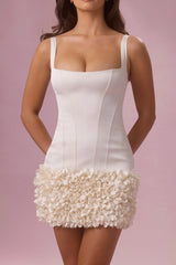Satin Mini Dress in Pearl