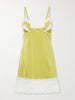 Lace-trimmed satin mini dress