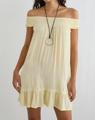 Panasi Mini Dress in Crinkle Butter Yellow