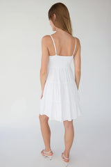 SMOCKED TIERED MINI DRESS
