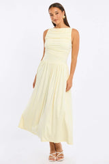 Yellow Maxi Dress Boat Neck