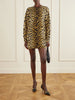 Animal-printed cashmere mini dress
