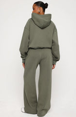 Test Drive Wide Leg Sweatpants Khaki