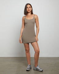 Easy A-Line Mini Dress in Brown