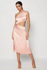 Pink Midi Dress Satin