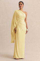 Sabella | Lemon Asymmetric-Neck Maxi Dress