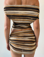 BRAELYN MINI SKIRT  - BROWN STRIPE