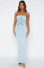 Chasing Wild Dreams Knit Maxi Dress Azure