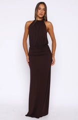 She's Got That Look Halter Neck Maxi Dress Dark Chocolate