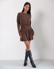 Sanuli Mini Dress In Bitter Chocolate