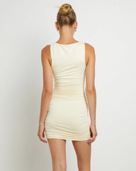 Lena Ruched Slinky Mini Dress in Powder Blue