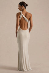 Deity | Silver Hotfix Asymmetric-Neck Maxi Dress With Open-Back