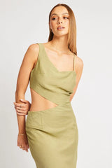 Green Maxi Dress Cut Out Detail