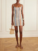Striped metallic crochet-knit mini dress