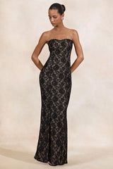 Mirellia | Black Lace Sweetheart-Neck Maxi Dress