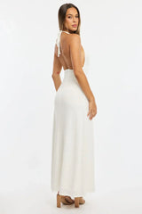 White Maxi Dress Halter Neck