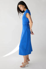 SLEEVELESS RUCHED WAIST MIDI DRESS