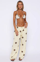 Tropic Muse Pants Cream/Choc Polka Dot