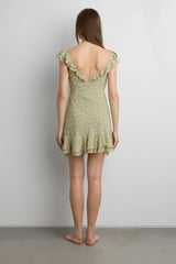 RUFFLED TRIM CHIFFON MINI DRESS