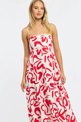 Red Abstract Maxi Dress Strappy