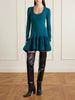 Ruffled wool-blend mini dress