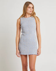 Drew Check Shirred Mini Dress