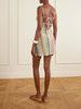 Striped metallic crochet-knit mini dress