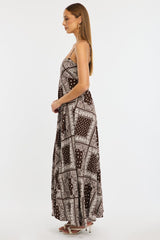 Brown Boho Maxi Dress Strappy