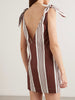 Rosie tie-detailed striped cotton mini dress