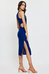 Blue Midi Dress Sleeveless
