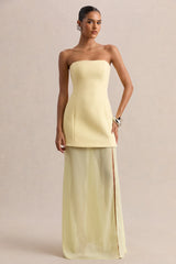 Chessa | Lemon Boat-Neck Maxi Dress With Sheer Cape