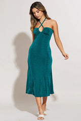 Green Midi Dress Keyhole