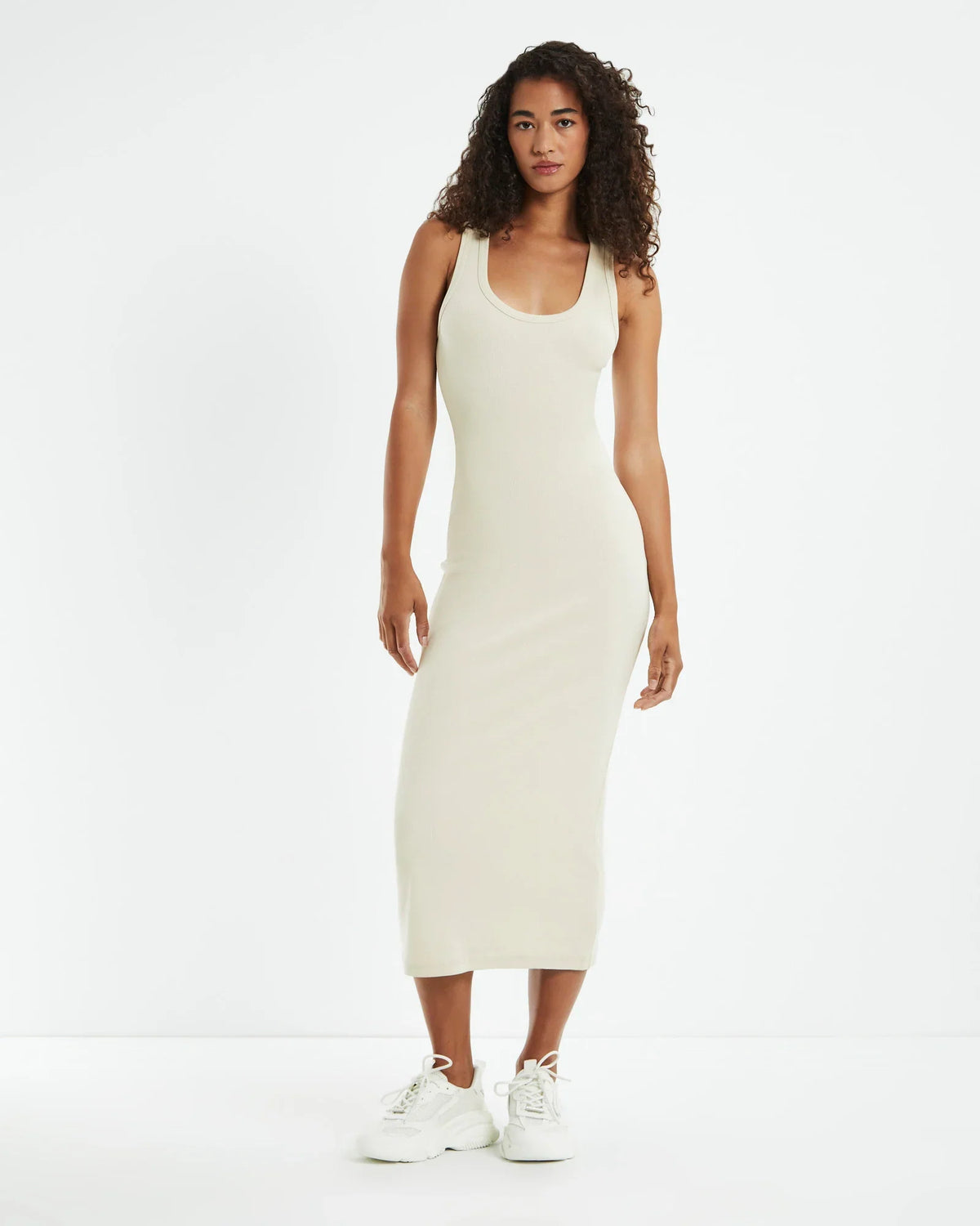 Racer Back Midi Dress Stone