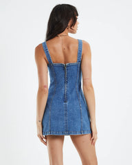 Vera Denim Corset Mini Dress Mid 90s Blue