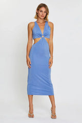 Blue Midi Dress Sleeveless