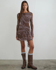 Salira Mini Dress in Moonlit Blossom Brown