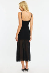 Black Midi Dress Cut Out Mesh